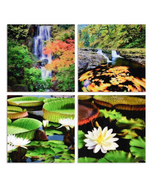 "Amazon'S Water Lilies" Frameless Free Floating Reverse Printed Tempered Glass Nature Scapes Wall Art, 20" x 20" x 0.2" Each