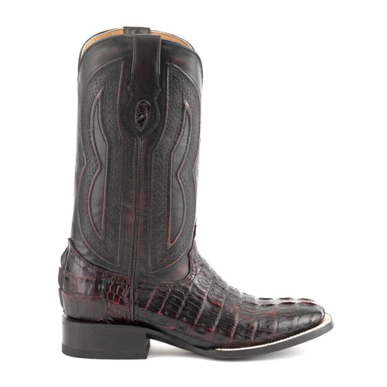 Ferrini Dakota Caiman Crocodile Square Toe Cowboy Mens Black Dress Boots 10493-