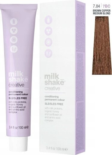 Milk Shake Milk Shake, Creative, SLS/SLES-Free, Permanent Hair Dye, 7.847BC Brown Copper Medium Blond, 100 ml For Women