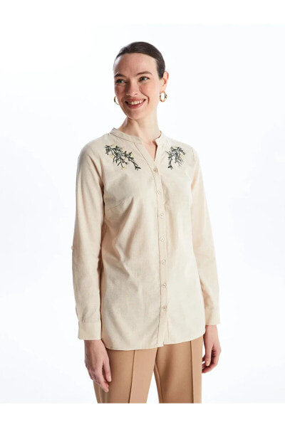 Блузка женская LC WAIKIKI Grace с вышивкой на высоком воротнике