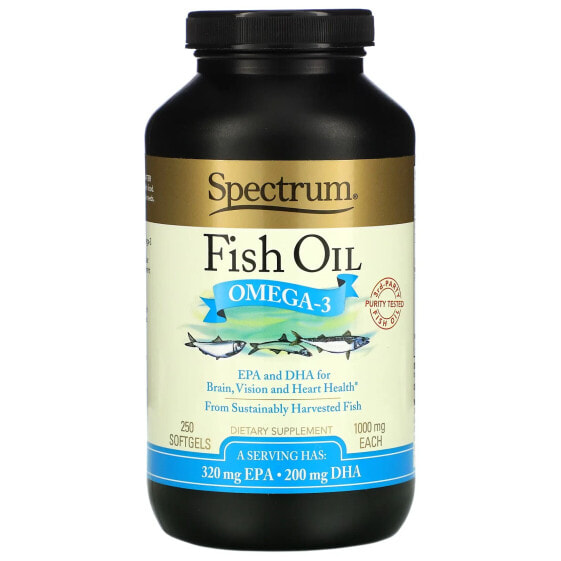 Fish Oil, Omega-3, 1,000 mg, 250 Softgels (500 mg per Softgel)