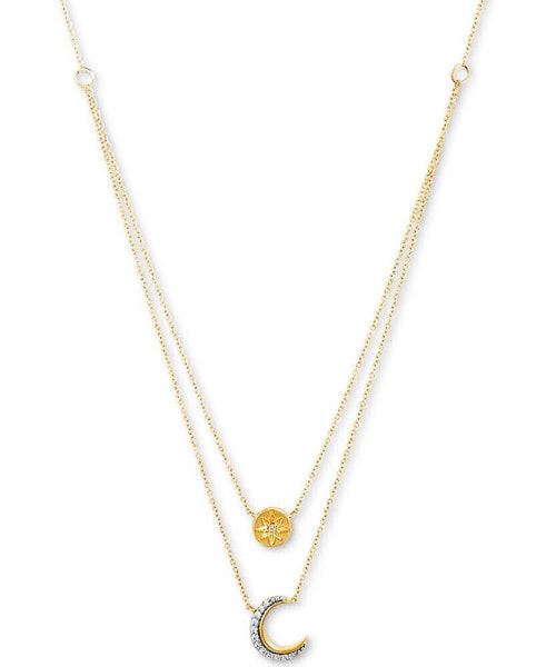 Diamond Star & Moon Layered Pendant Necklace (1/20 ct. t.w.) in 14k Gold-Plated Sterling Silver, 17" + 1" extender