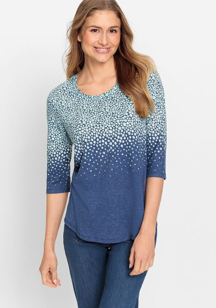 Women's 100% Cotton 3/4 Sleeve Pebble Print T-Shirt