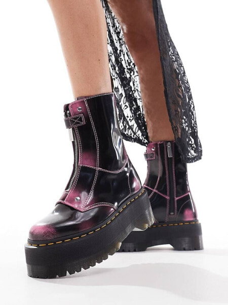 Dr Martens Jetta quad max boots in black rub off