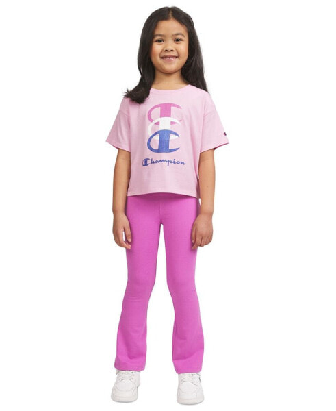 Little Girls Logo Graphic T-Shirt & Flare Leggings, 2 Piece Set