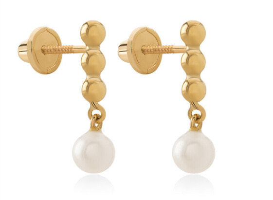 Delicate gold earrings with pearls 14/467.791/17P