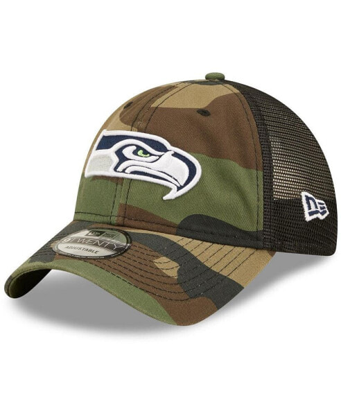Men's Camo, Black Seattle Seahawks Basic 9Twenty Trucker Snapback Hat