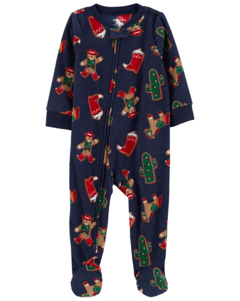 Baby 1-Piece Gingerbread Fleece Footie Pajamas 12M