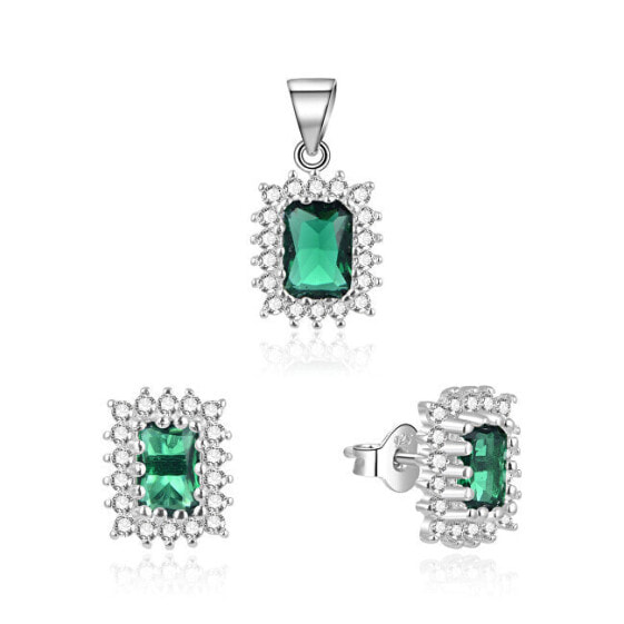 Elegant jewelry set with zircons TAGSET198 (pendant, earrings)