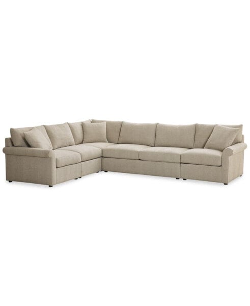 Wrenley 137" 5-Pc. Fabric L-Shape Modular Sectional Sofa, Created for Macy's