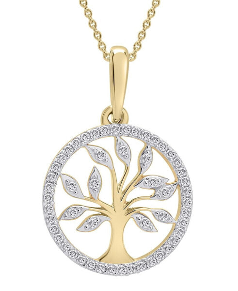 Wrapped diamond Tree 20" Pendant Necklace (1/10 ct. t.w.) in 14k Yellow or Rose Gold, Created for Macy's