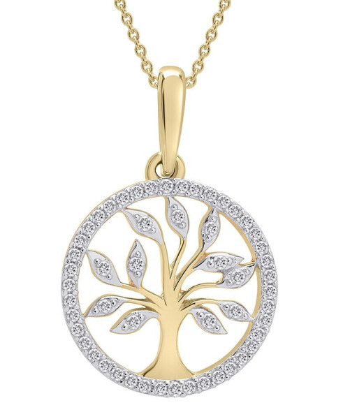 Diamond Tree 20" Pendant Necklace (1/10 ct. t.w.) in 14k Yellow or Rose Gold, Created for Macy's