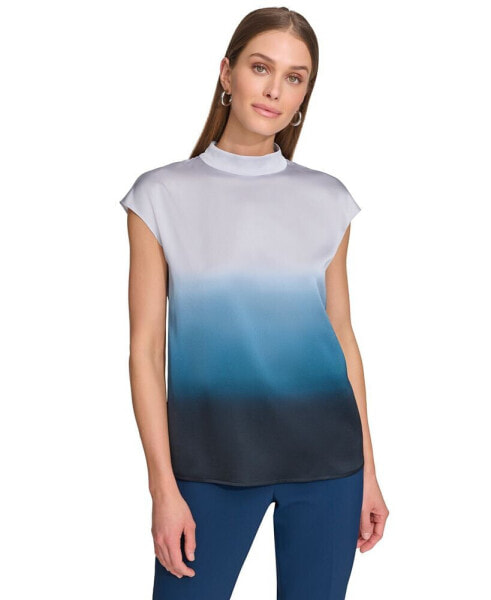 Women's Mock Neck Ombré Top