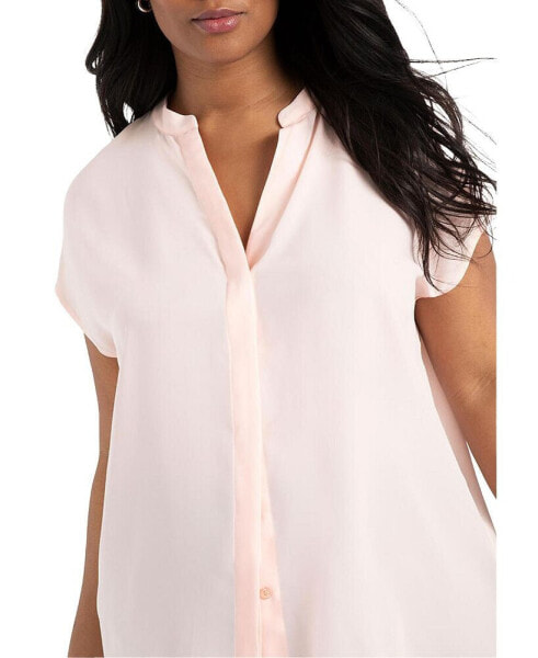 Plus Size Notch Collar Blouse