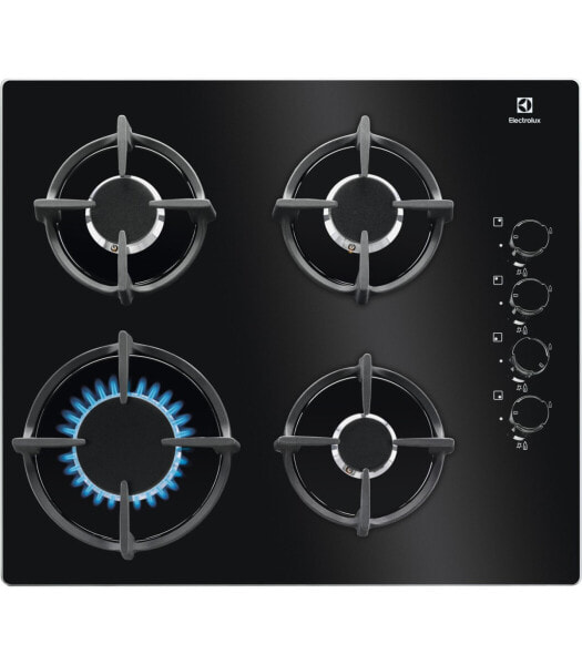 Газовая варочная панель Electrolux EGG6407K - Black - Встроенная - Стекло - 4 зоны