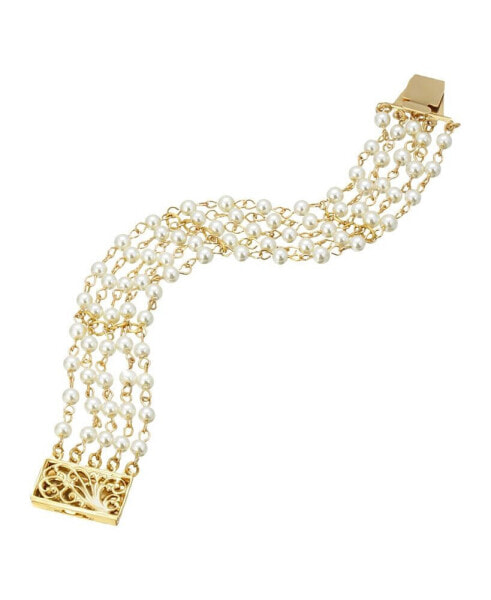 Women's Imitation Pearl Five Row Bracelet