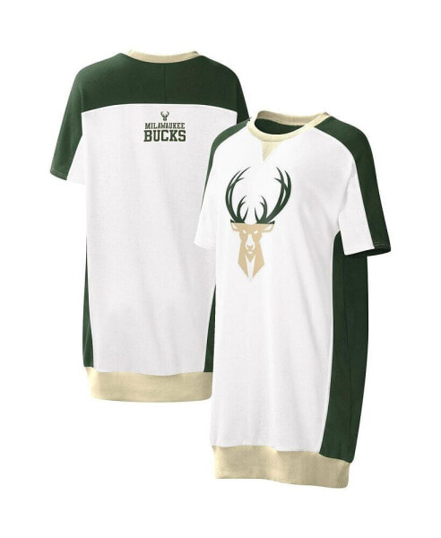 Платье женское G-III 4Her by Carl Banks белое Milwaukee Bucks "Free Throw T-shirt Dress"