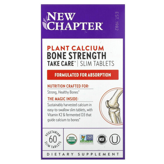 New Chapter, Plant Calcium, Bone Strength, Take Care, 60 вегетарианских таблеток для снижения веса