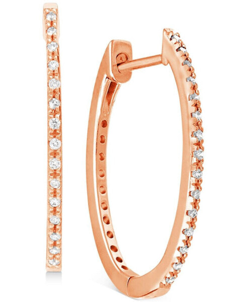 Diamond Small Skinny Hoop Earrings (1/10 ct. t.w.) in 10k Rose Gold, 0.75"