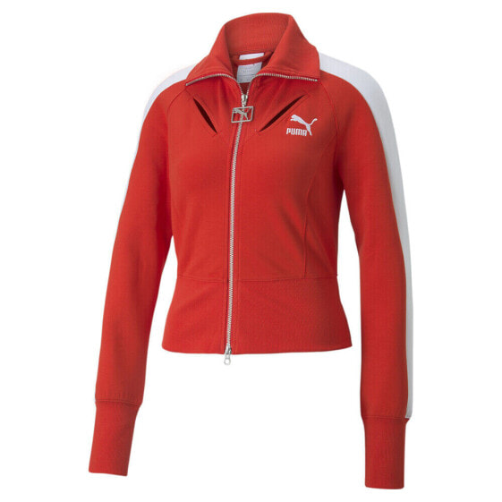 Puma Luxe Sport T7 Full Zip Track Jacket Womens Red Casual Athletic Outerwear 53