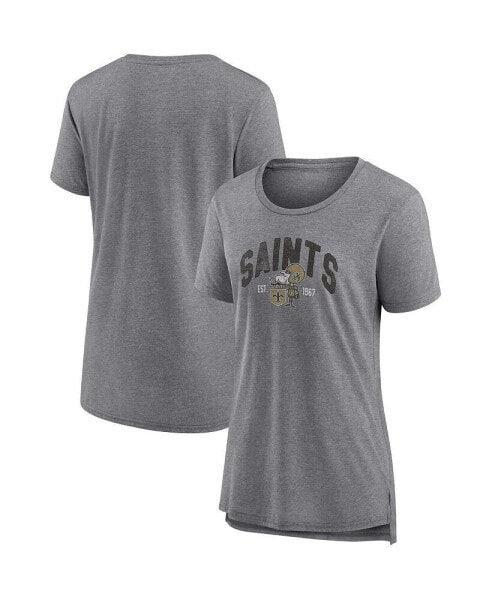 Women's Heathered Gray New Orleans Saints Drop Back Modern T-shirt