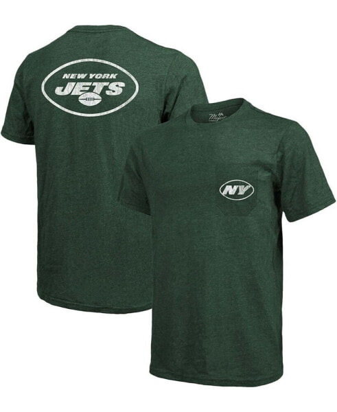 New York Jets Tri-Blend Pocket T-shirt - Heathered Green