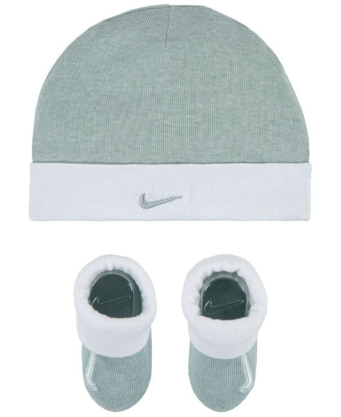 Baby Boys or Baby Girls Swoosh Hat and Booties, 2 Piece Set