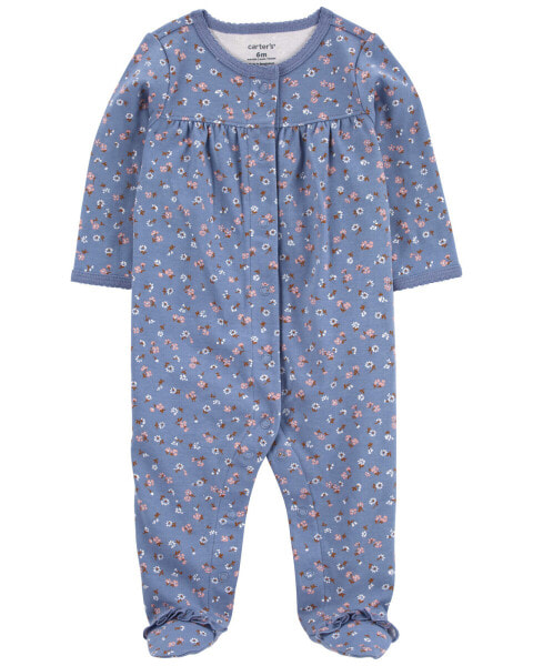 Baby Floral Snap-Up Cotton Sleep & Play NB