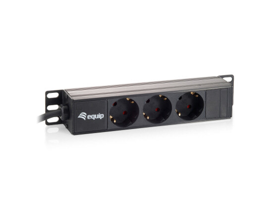 Equip 3-Outlet German Power Distribution Unit - 10" - 1U - Plastic - Black - 3 AC outlet(s) - 1.5 m - 250 V