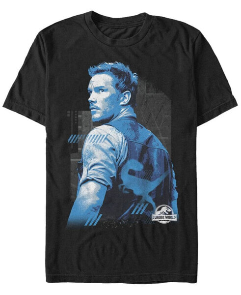 Jurassic World Fallen Kingdom Men's Blue Owen Portrait Short Sleeve T-Shirt