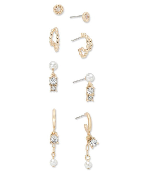 4-Pc. Set Crystal & Imitation Pearl Earrings, Created for Macy's