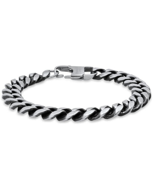 Men's Gunmetal-Tone Stainless Steel Cuban Link Chain Bracelet