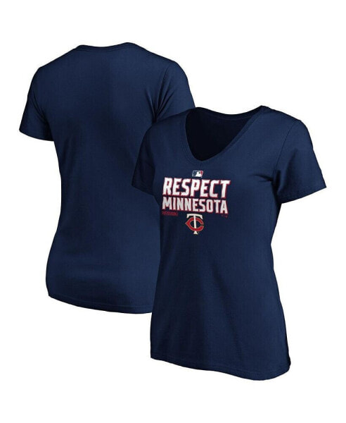 Women's Navy Minnesota Twins 2020 Postseason Locker Room V-Neck T-shirt