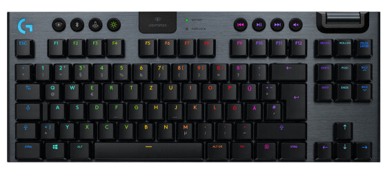Logitech G G915 TKL Tenkeyless LIGHTSPEED Wireless RGB Mechanical Gaming Keyboard - GL Tactile - Full-size (100%) - RF Wireless + Bluetooth - Mechanical - QWERTY - RGB LED - Carbon