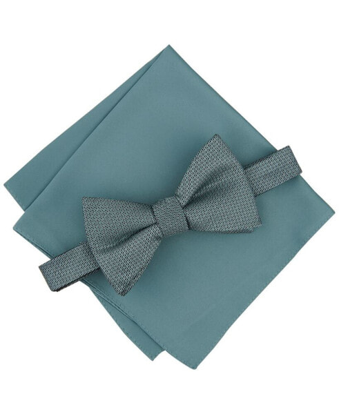 Men's Sawyer Solid Bow Tie & Textured Pocket Square Set, Created for Macy's