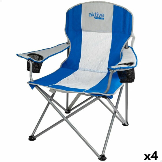Foldable Camping Chair Aktive Blue Grey 57 x 97 x 60 cm (4 Units)