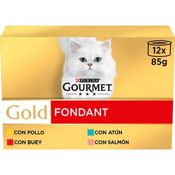 PURINA Gourmet Gold Fondant Beef Tuna Salmon Multipack 12x85g Cat Food