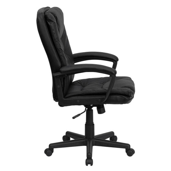 High Back Black Leather Executive Swivel Chair With Arms