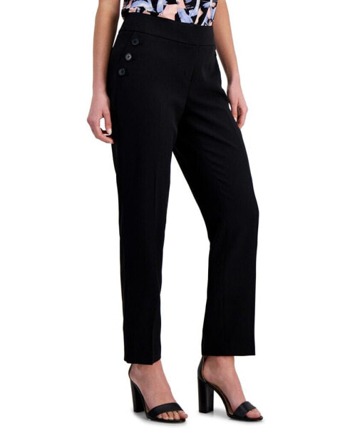 Petite Fly-Front Mid-Rise Straight-Leg Sailor Pants