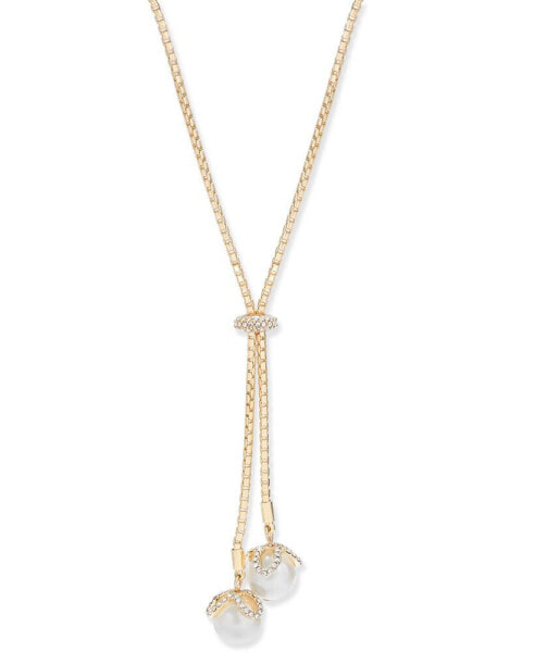 Charter Club crystal & Imitation Pearl Lariat Necklace, 36" + 2" extender, Created for Macy's