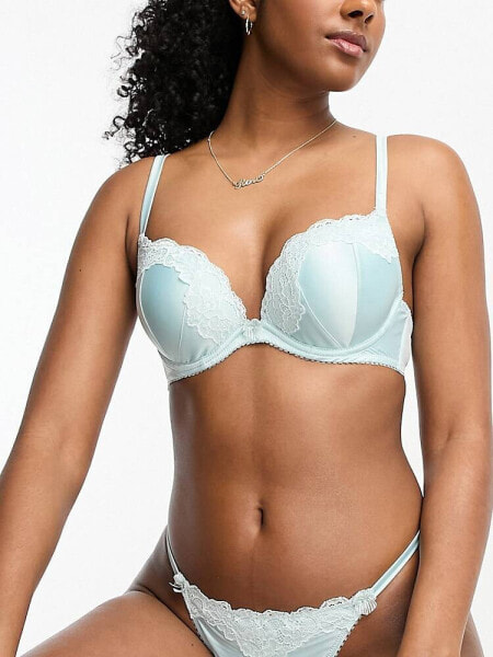 New Look satin bra in mint green