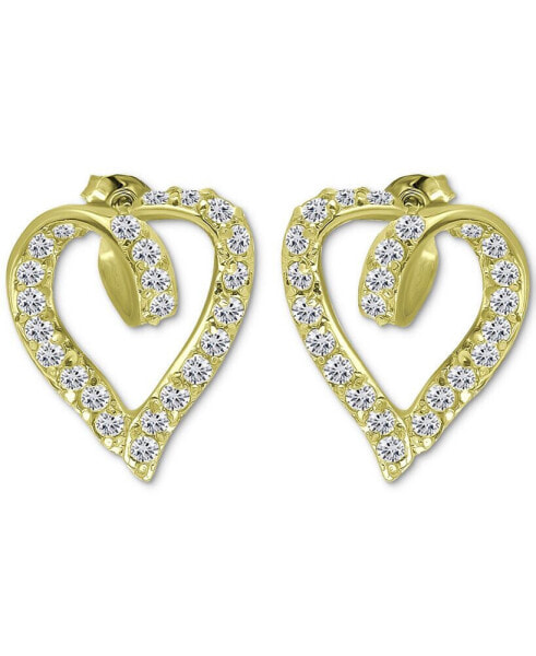 Cubic Zirconia Open Heart Stud Earrings in 18k Gold-Plated Sterling Silver, Created for Macy's