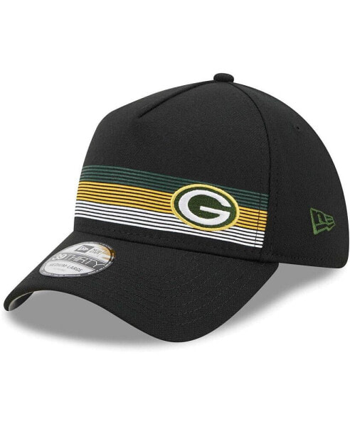 Men's Black Green Bay Packers Flawless Stripe 39THIRTY Flex Hat