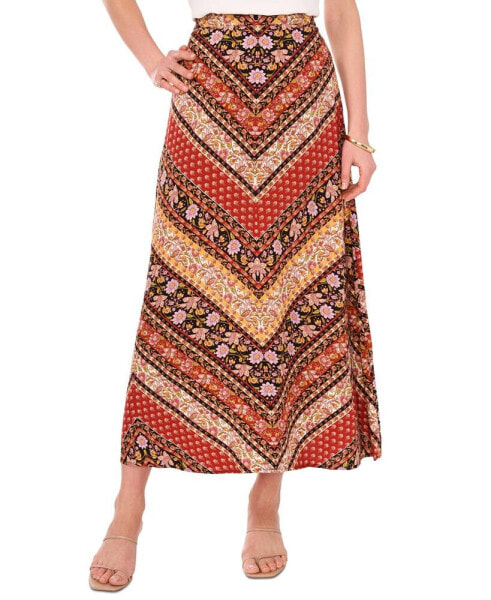 Women's Chevron-Print Pull-On A-Line Maxi Skirt