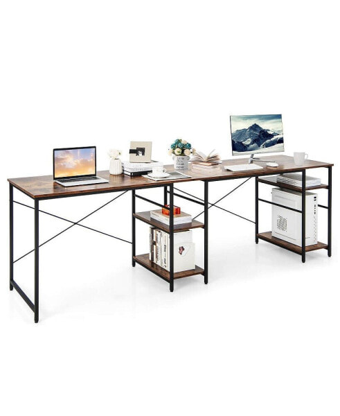 L Shaped Computer Desk with 4 Storage Shelves and Cable Holes