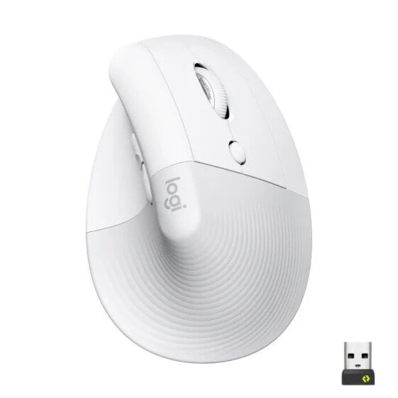 Logitech Lift Ergonomic Vertical Wireless Mouse, Bluetooth oder Logi Bolt USB-Empfnger, Silent Off-White