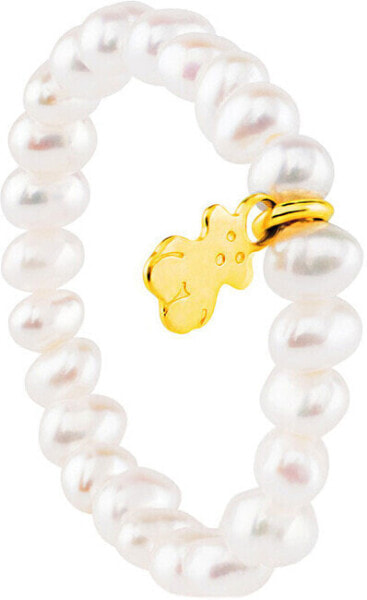 Universal ring with pearls and gold teddy bear Tous Pearls 1004042512