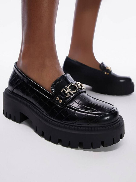 Topshop Wide Fit Lacey chunky loafer in black