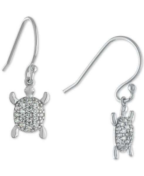 Cubic Zirconia Turtle Drop Earrings in Sterling Silver, Created for Macy's