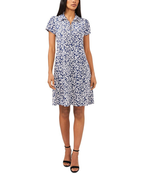 Petite Collared Floral Print Shift Dress